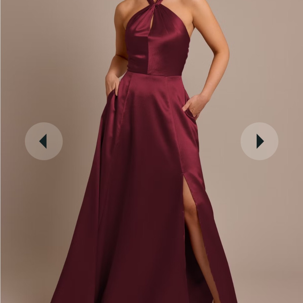 David's Bridal Burgundy Halter Gown